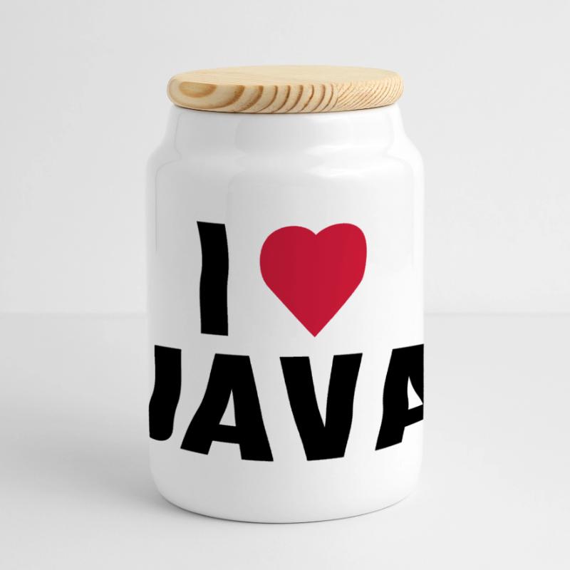 J'aime java Boîte à biscuits avec couvercle en bois