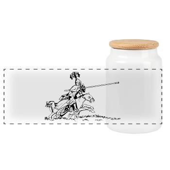 Knight - Panoramic Cookie Jar with Wooden Lid - white - Front
