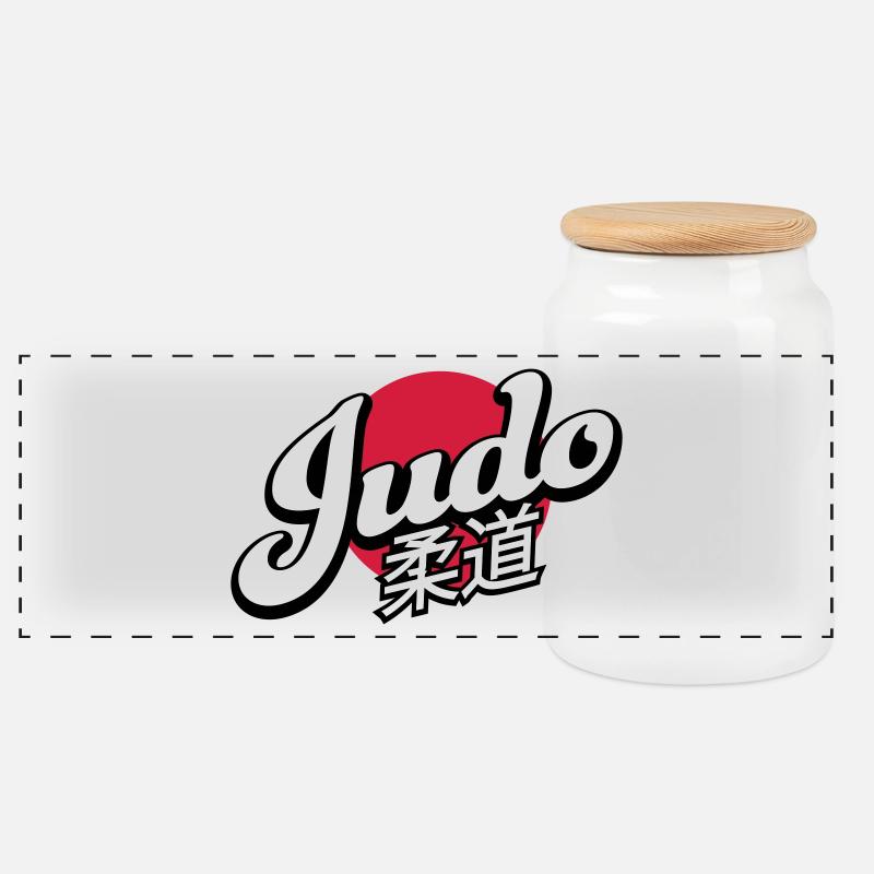 Judo - Panorama Keksdose mit Holzdeckel - Weiß
