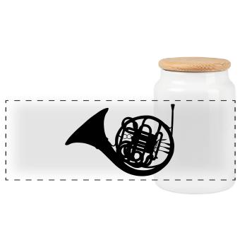 instrument de musique Corne - Boîte à biscuits avec couvercle en bois - blanc - Devant