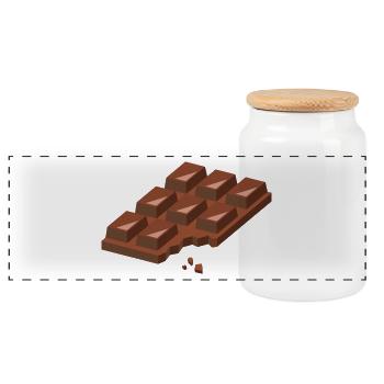chocolate - Panoramic Cookie Jar with Wooden Lid - white - Front
