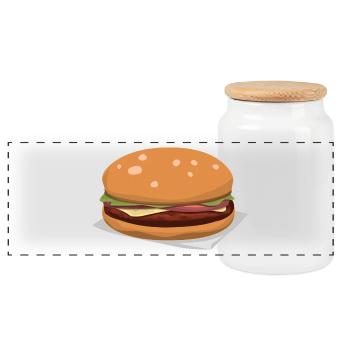 Leckerer Hamburger - Panorama Keksdose mit Holzdeckel - Weiß - Vorne