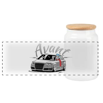 RS4 B7 A4 low style skulldriver tuning car avant - Panoramic Cookie Jar with Wooden Lid - white - Front