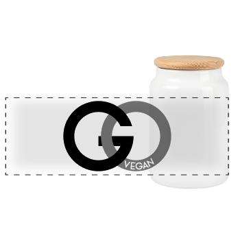 GO VEGAN SIGN - Panorama Keksdose mit Holzdeckel - Weiß - Vorne