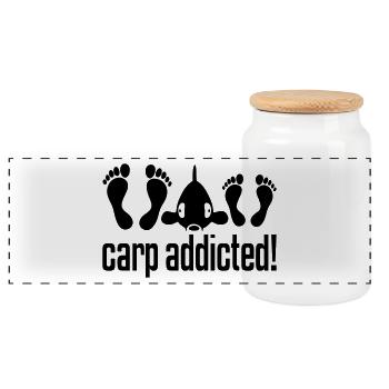 CARP ADDICTED! - Panorama Keksdose mit Holzdeckel - Weiß - Vorne