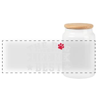 Le chien m'aime le mieux - Boîte à biscuits avec couvercle en bois - blanc - Devant