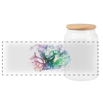 Colorful smoke - Panoramic Cookie Jar with Wooden Lid - white - Front