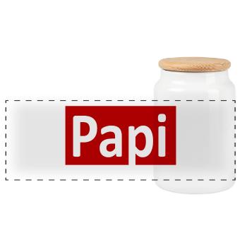 Papi gift idea - Panoramic Cookie Jar with Wooden Lid - white - Front