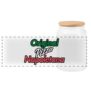 original pizza napoletana - Panorama Keksdose mit Holzdeckel - Weiß - Vorne