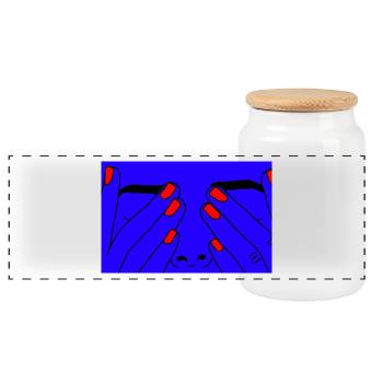 Face blue - Panorama Keksdose mit Holzdeckel - Weiß - Vorne
