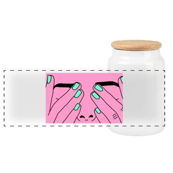 Face rose - Panoramic Cookie Jar with Wooden Lid - white - Front