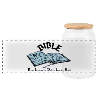 Bibel - Panorama Keksdose mit Holzdeckel - Weiß - Vorne