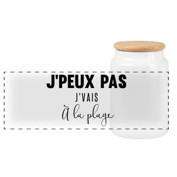 J'peux pas j'vais à la plage - Boîte à biscuits avec couvercle en bois - blanc - Devant