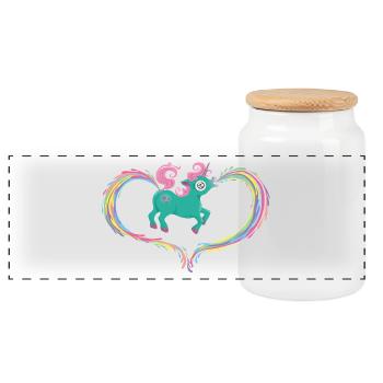 Einhorn Kotze Kacke Regenbogen - Panorama Keksdose mit Holzdeckel - Weiß - Vorne