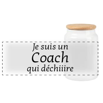 Coach Coaching Trainer Sport Entraineur Team - Panoramic Cookie Jar with Wooden Lid - white - Front
