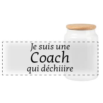 Coach Coaching Trainer Sport Entraineur Team - Panoramic Cookie Jar with Wooden Lid - white - Front
