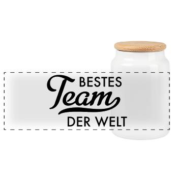 Bestes Team der Welt - Panorama Keksdose mit Holzdeckel - Weiß - Vorne