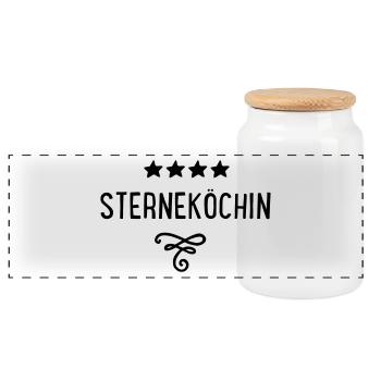 sterneköchin - Panorama Keksdose mit Holzdeckel - Weiß - Vorne