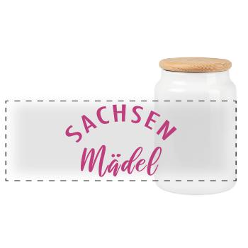 Sachsenmädel Sachsen Frauen - Panorama Keksdose mit Holzdeckel - Weiß - Vorne