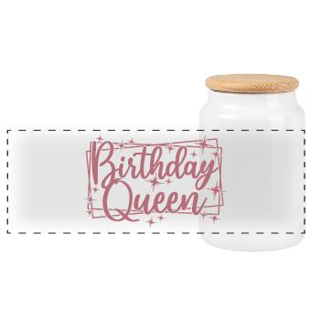 Anniversaire Reine Femmes Fête d’Anniversaire Cadeau - Boîte à biscuits avec couvercle en bois - blanc - Devant