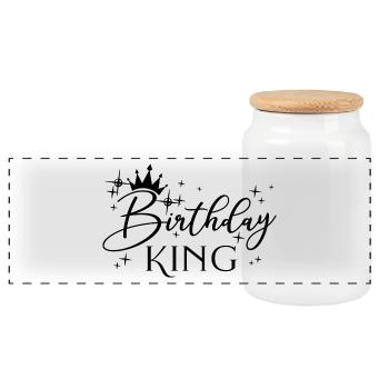 Birthday King - Cadeau de fête d’anniversaire cool pour hommes - Boîte à biscuits avec couvercle en bois - blanc - Devant