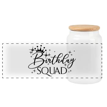 Birthday Squad Matching Gruppe Geburtstagsfeier Geschenk - Panorama Keksdose mit Holzdeckel - Weiß - Vorne