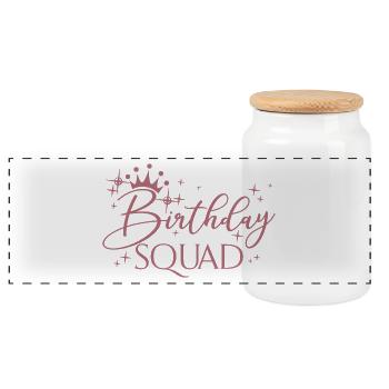 Birthday Squad Matching Gruppe Geburtstagsfeier Geschenk - Panorama Keksdose mit Holzdeckel - Weiß - Vorne