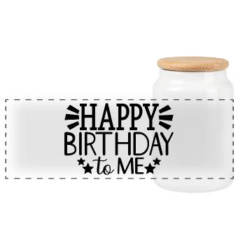 Joyeux anniversaire à moi Cool cadeau de fête d’anniversaire - Boîte à biscuits avec couvercle en bois - blanc - Devant