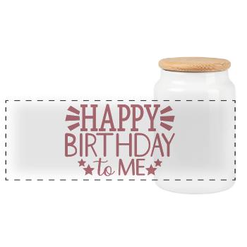 Joyeux anniversaire à moi Cool cadeau de fête d’anniversaire - Boîte à biscuits avec couvercle en bois - blanc - Devant