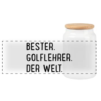 bester Golflehrer - Panorama Keksdose mit Holzdeckel - Weiß - Vorne
