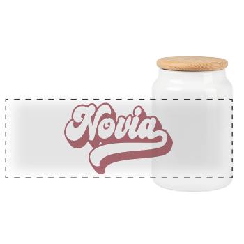 Novia Girlfriend Engagement Bridal Shower Wedding - Panoramic Cookie Jar with Wooden Lid - white - Front