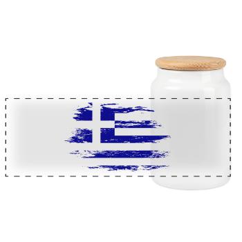 Griechenland Flagge used - Panorama Keksdose mit Holzdeckel - Weiß - Vorne