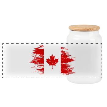 Kanada Flagge used - Panorama Keksdose mit Holzdeckel - Weiß - Vorne