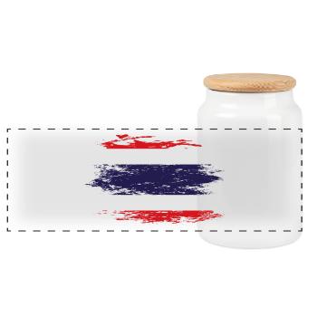 Drapeau thaïlandais utilisé - Boîte à biscuits avec couvercle en bois - blanc - Devant