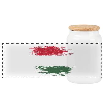 Hungary flag used - Panoramic Cookie Jar with Wooden Lid - white - Front