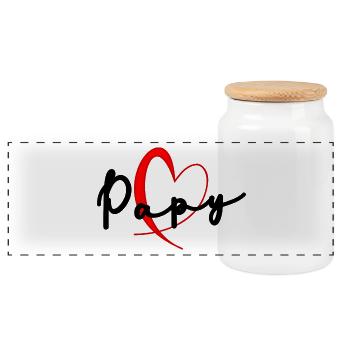 PAPY. PAPA. FÊTE DES PÈRES. BONNE FÊTE PAPA. COEUR - Boîte à biscuits avec couvercle en bois - blanc - Devant