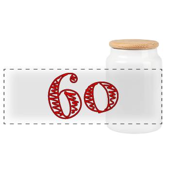 60. 60 ANS. 60e ANNIVERSAIRE. ANNIVERSAIRE 60 ANS. - Boîte à biscuits avec couvercle en bois - blanc - Devant