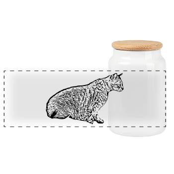 Black Cat Cat Kitten Cat Domestic Gift - Panoramic Cookie Jar with Wooden Lid - white - Front