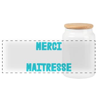 MERCI. MAÎTRESSE. MAÎTRE. MERCI MAÎTRESSE - Boîte à biscuits avec couvercle en bois - blanc - Devant