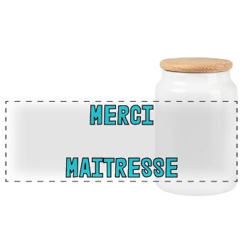 MERCI. MAÎTRESSE. MAÎTRE. MERCI MAÎTRESSE - Boîte à biscuits avec couvercle en bois - blanc - Devant