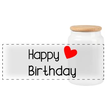 HAPPY BIRTHDAY - Boîte à biscuits avec couvercle en bois - blanc - Devant