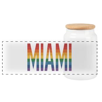 Miami - Logo de la ville queer cool - Boîte à biscuits avec couvercle en bois - blanc - Devant