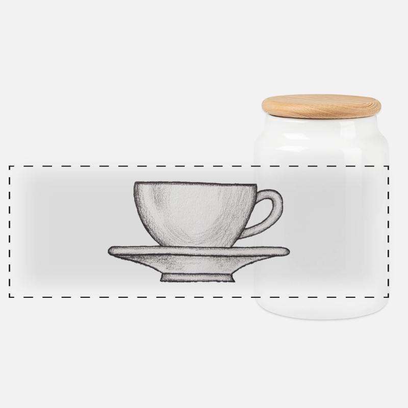 Tasse - Panorama Keksdose mit Holzdeckel - Weiß