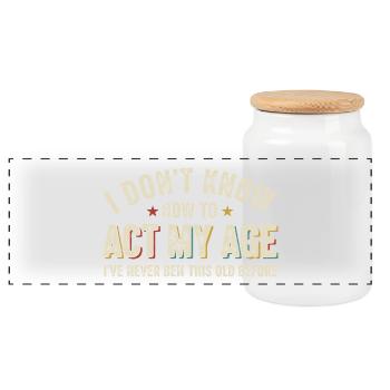 Humor Birthday Youth Eternal Retro - Panoramic Cookie Jar with Wooden Lid - white - Front