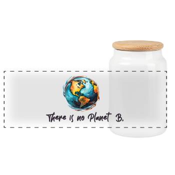 Klimaschutz Kein Planet B - Panorama Keksdose mit Holzdeckel - Weiß - Vorne