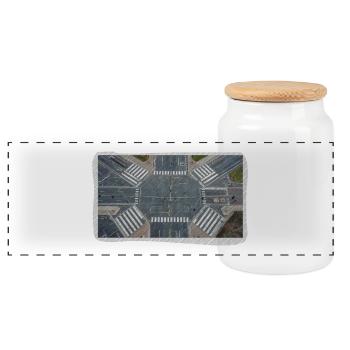 Urban intersection geometry - Panoramic Cookie Jar with Wooden Lid - white - Front
