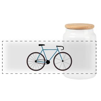 Fixie in Blau für den Triathlon - Panorama Keksdose mit Holzdeckel - Weiß - Vorne