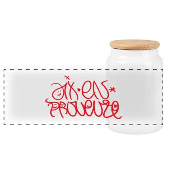 Aix en Provence Gift Idea Aix T-Shirt - Panoramic Cookie Jar with Wooden Lid - white - Front