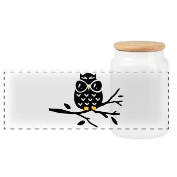 Chouette - Boîte à biscuits avec couvercle en bois - blanc - Devant