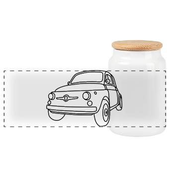 500 Classico – Italien Oldtimer Kult Shirt - Panorama Keksdose mit Holzdeckel - Weiß - Vorne